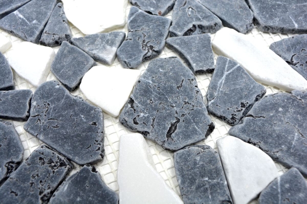 Muestra de mano mosaico azulejo mármol piedra natural blanco negro cantera Ciot Nero Bianco MOS44-0204_m