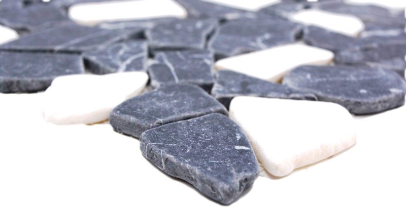 Mosaico de mármol piedra natural blanco negro antracita poligonal azulejo splashback cocina cuarto de baño - MOS44-0204