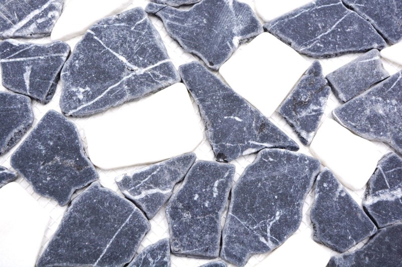 Mosaico de mármol piedra natural blanco negro antracita poligonal azulejo splashback cocina cuarto de baño - MOS44-0204