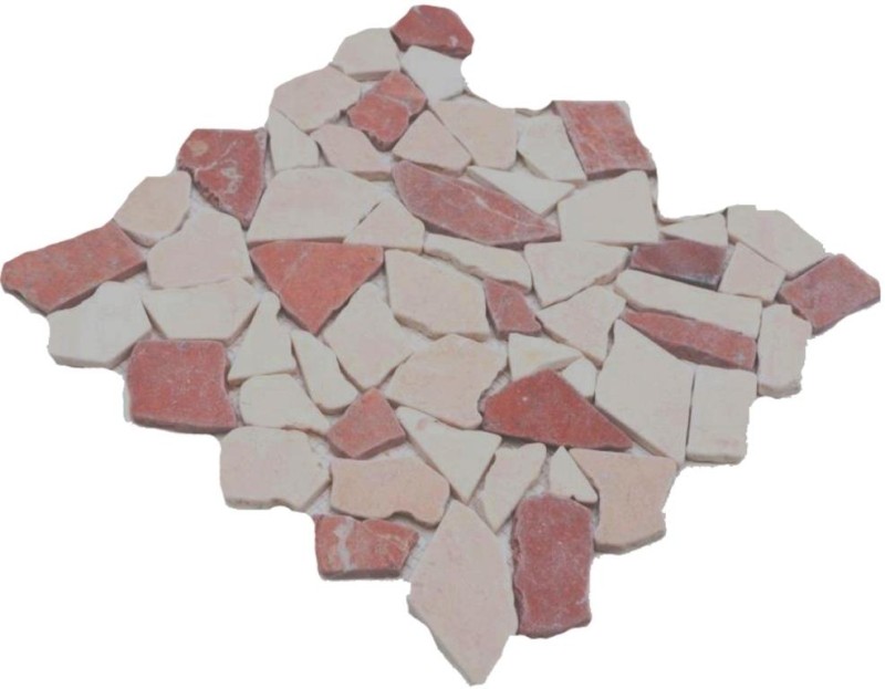 Mosaico de mármol de cantera de piedra natural de color rojo beige poligonal Rosso Verona salpicaduras de azulejos backsplash pared de la cocina - MOS44-1002