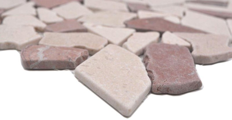Mosaico de mármol de cantera de piedra natural de color rojo beige poligonal Rosso Verona salpicaduras de azulejos backsplash pared de la cocina - MOS44-1002