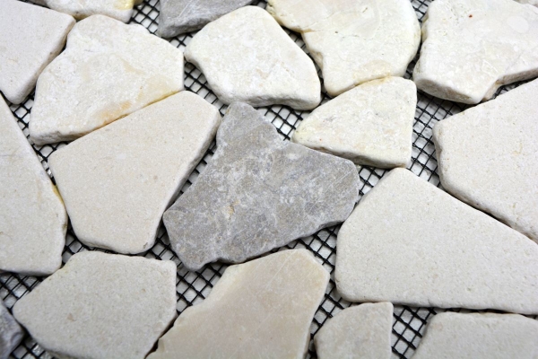 Muestra de mano mosaico azulejo mármol piedra natural gris beige cantera Ciot gris Botticino MOS44-0108_m