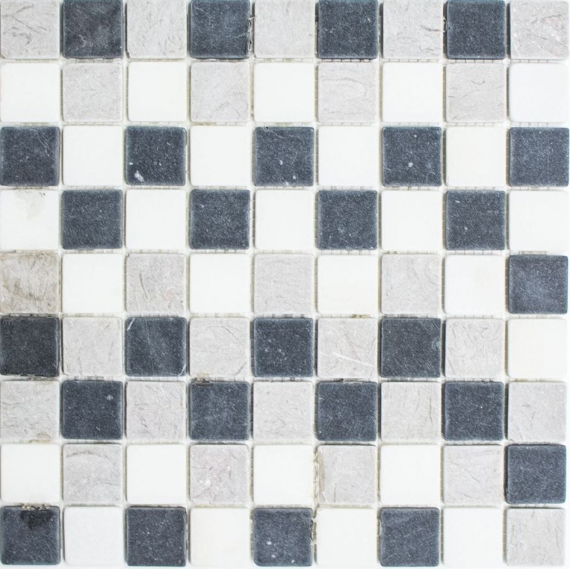 Muestra de mano mosaico mármol piedra natural beige gris negro mármol Botticino Nero MOS40-MOS32/1125_m
