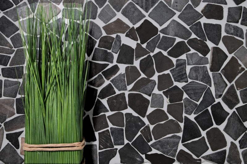Mosaico de mármol de cantera de piedra natural gris antracita poligonal azulejo backsplash pared de la cocina cuarto de baño - MOS44-30-120