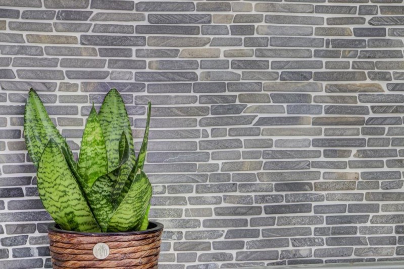 Mosaico de mármol de piedra natural gris antracita ladrillo compuesto salpicaduras de azulejos backsplash pared de la cocina - MOS40-0125