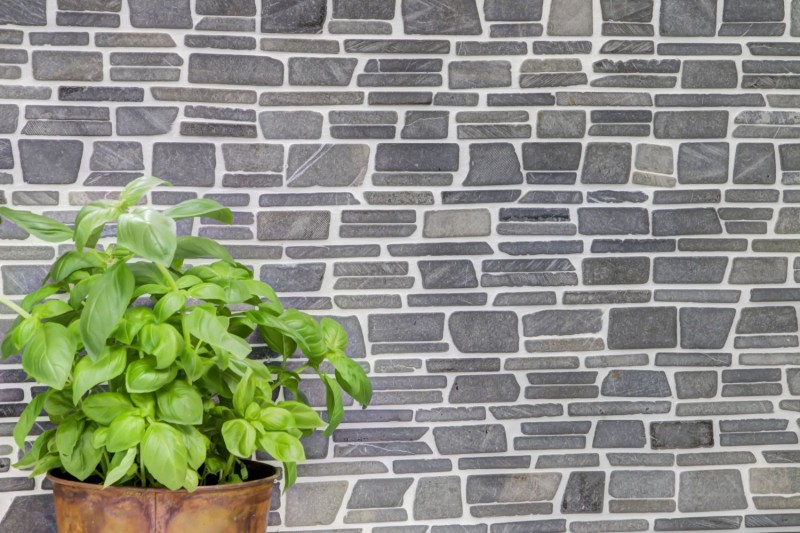 Mosaico de mármol de piedra natural gris antracita ladrillo mosaico de azulejos de ladrillo de bonos backsplash revestimiento de paredes - MOS40-0210