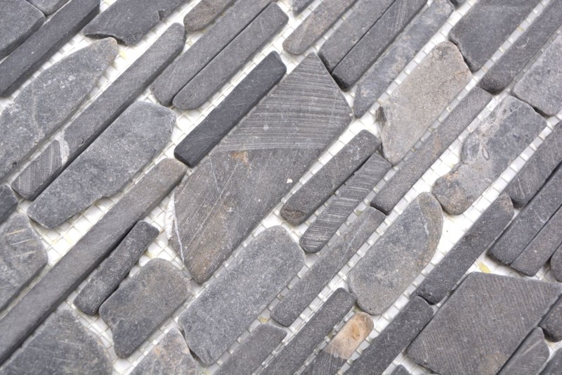 Mosaico de mármol de piedra natural gris antracita ladrillo mosaico de azulejos de ladrillo de bonos backsplash revestimiento de paredes - MOS40-0210