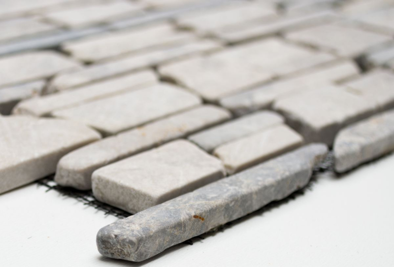Muestra de mano mosaico azulejo mármol piedra natural gris ladrillo mosaico MOS40-0230_m