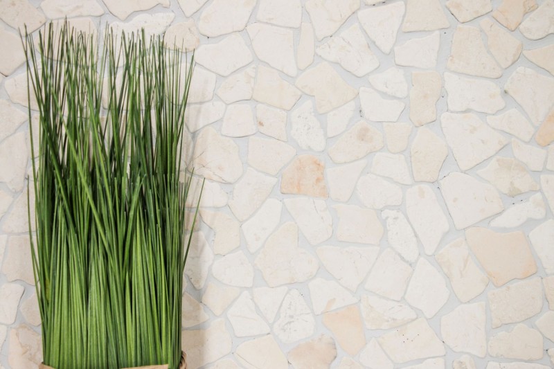 Mosaico de mármol de cantera de piedra natural de color beige claro marfil azulejo poligonal splashback paneles de pared - MOS44-30-100