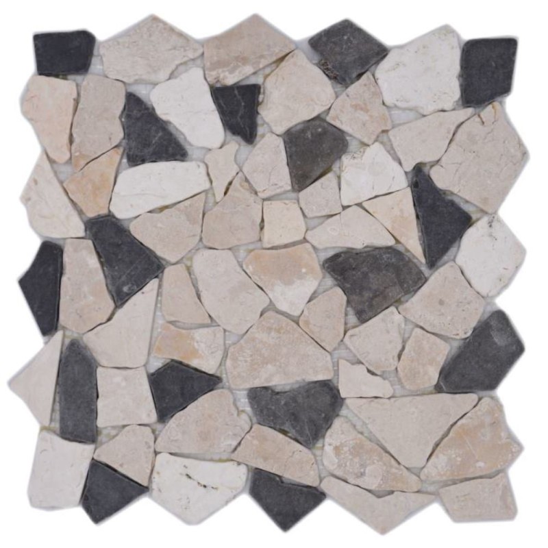 Mosaico de mármol de cantera de piedra natural beige crema negro antracita azulejo poligonal backsplash azulejo de la cocina - MOS44-30-110