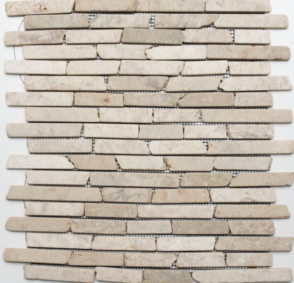 Muestra de mano mosaico azulejo mármol piedra natural beige claro Ladrillo Biancone MOS40-0105_m