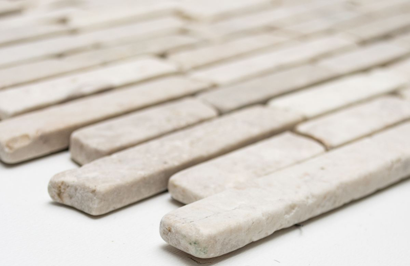 Muestra de mano mosaico azulejo mármol piedra natural beige claro Ladrillo Biancone MOS40-0105_m