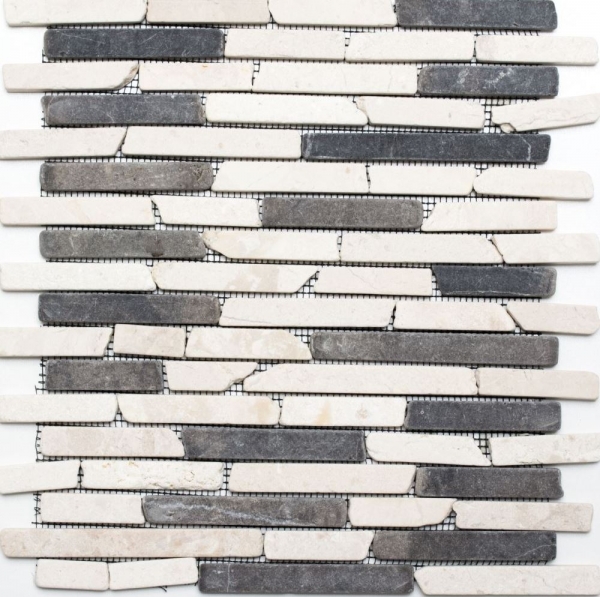 Muestra de mano mosaico azulejo mármol piedra natural beige negro Ladrillo BianconeJava MOS40-0115_m