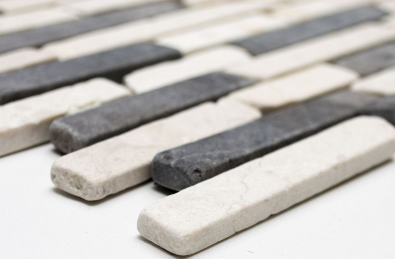 Muestra de mano mosaico azulejo mármol piedra natural beige negro Ladrillo BianconeJava MOS40-0115_m
