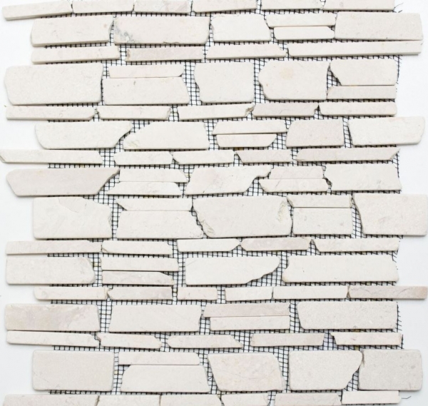 Muestra de mano mosaico azulejo mármol piedra natural beige claro ladrillo mosaico Biancone MOS40-0200_m