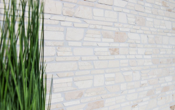 Muestra de mano mosaico azulejo mármol piedra natural beige claro ladrillo mosaico Biancone MOS40-0200_m