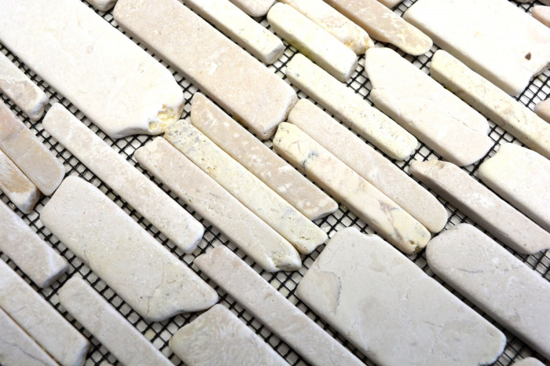 Muestra de mano mosaico azulejo mármol piedra natural beige claro ladrillo mosaico Biancone MOS40-0200_m