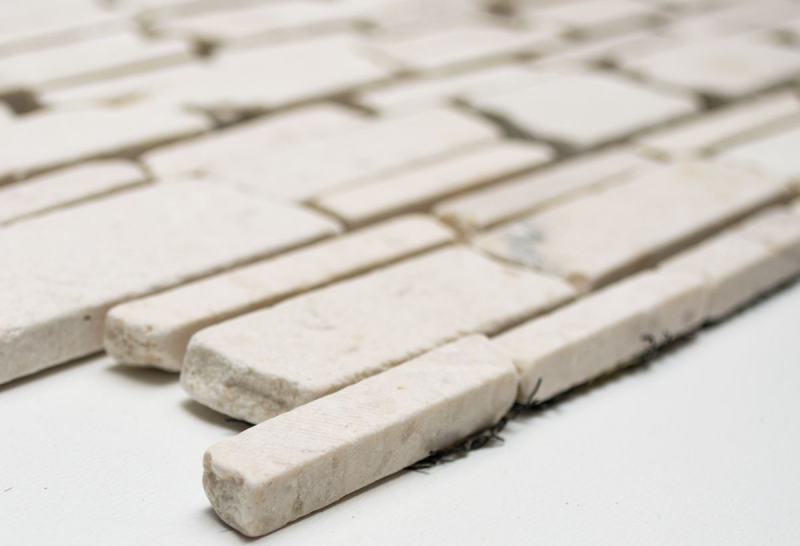 Muestra de mano mosaico azulejo mármol piedra natural beige claro ladrillo mosaico Biancone MOS40-0200_m