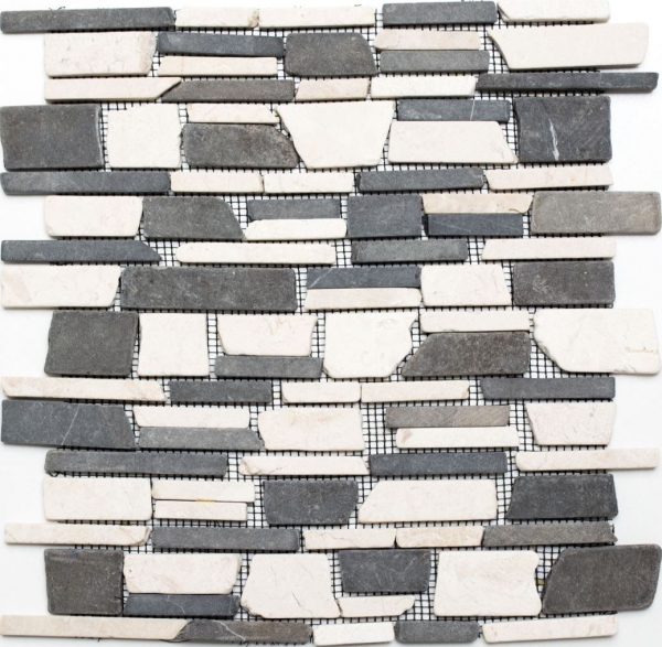 Muestra de mano mosaico azulejo mármol piedra natural beige negro ladrillo mosaico BianconeJava MOS40-0205_m