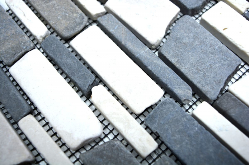 Muestra de mano mosaico azulejo mármol piedra natural beige negro ladrillo mosaico BianconeJava MOS40-0205_m