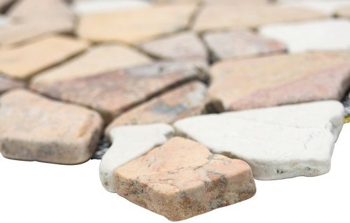 Mosaico de mármol de cantera de piedra natural de color beige rojo poligonal Rosso Crema azulejo backsplash pared de la cocina paneles - MOS44-30-130