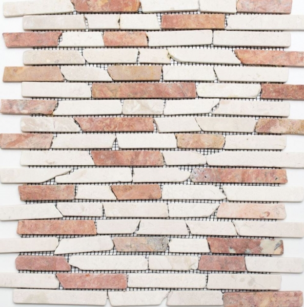 Muestra de mano mosaico azulejo mármol piedra natural beige rojo Ladrillo RossoCream MOS40-0135_m