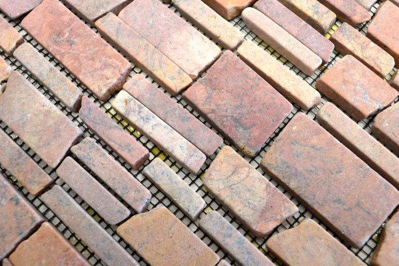 Muestra de mano mosaico azulejo mármol piedra natural ladrillo rojo mosaico Rossoverona MOS40-0220_m