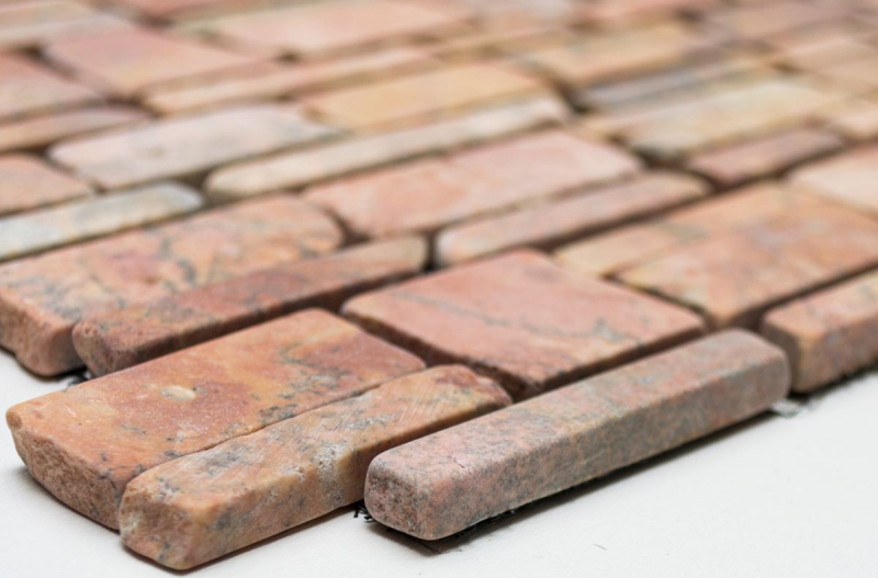 Muestra de mano mosaico azulejo mármol piedra natural ladrillo rojo mosaico Rossoverona MOS40-0220_m