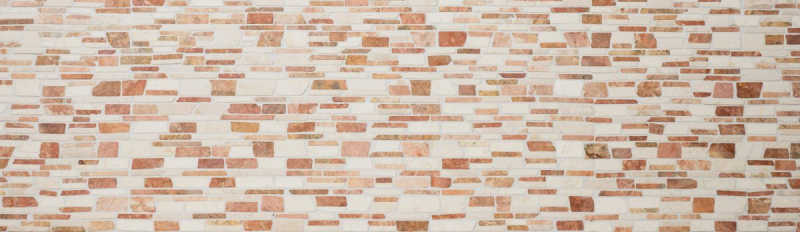 Muestra de mano mosaico azulejo mármol piedra natural beige rojo ladrillo mosaico Biancone Rosso MOS40-0225_m