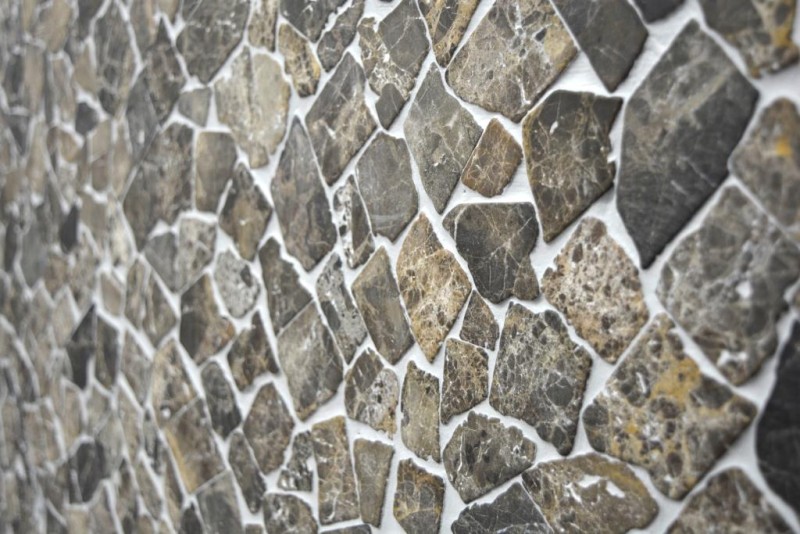 Mosaico de mármol de cantera de piedra natural de color beige marrón oscuro poligonal Castanao salpicaduras de azulejos de la pared cocina cuarto de baño - MOS44-30-180