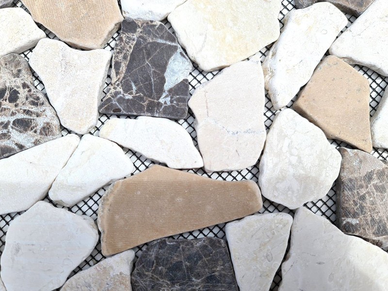 Mármol cantera piedra natural beige marrón poligonal Castanao Crema azulejo backsplash pared revestimiento - MOS44-30-190