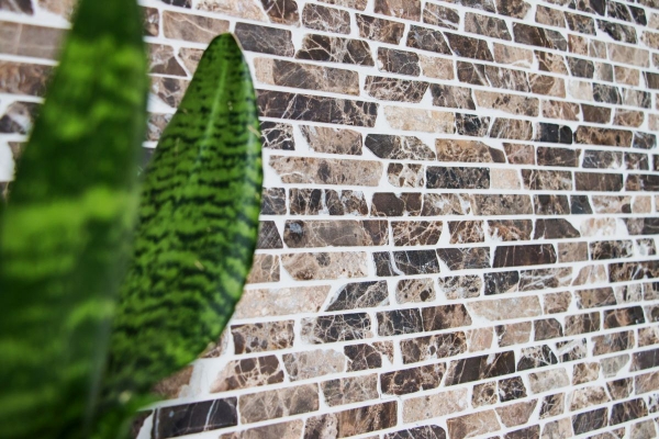 Muestra de mano mosaico azulejo mármol piedra natural beige Ladrillo Castanao MOS40-0185_m