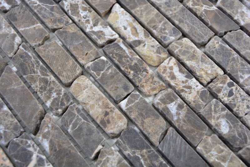 Mosaico de mármol de piedra natural beige marrón oscuro ladrillo castanao compuesto splashback pared azulejo cuarto de baño - MOS40-0185