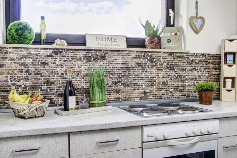 Mosaico de mármol de piedra natural beige marrón oscuro ladrillo castanao compuesto splashback pared azulejo cuarto de baño - MOS40-0185
