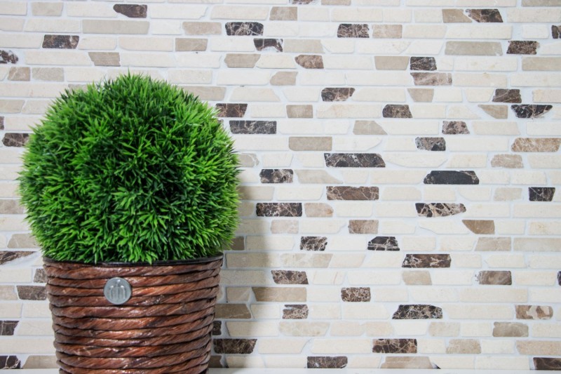 Mosaico Mármol Piedra Natural beige marrón crema Ladrillo Castanao Compuesto Palillos Backsplash Pared Cocina - MOS40-0195