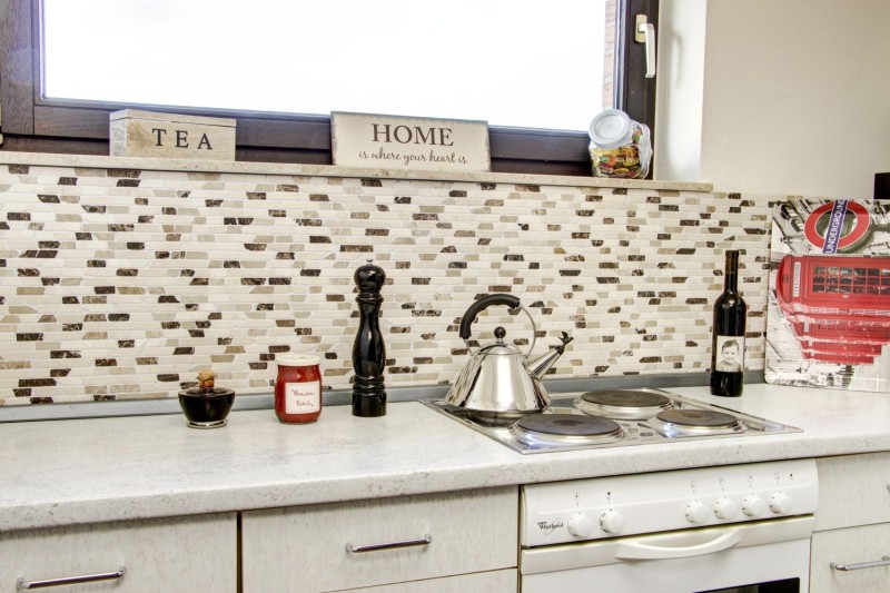 Mosaico Mármol Piedra Natural beige marrón crema Ladrillo Castanao Compuesto Palillos Backsplash Pared Cocina - MOS40-0195
