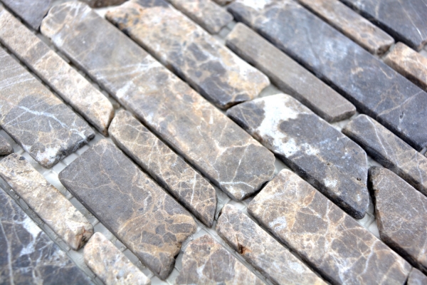 Mosaico de mármol de piedra natural de color beige ladrillo marrón oscuro mosaico de ladrillo de bonos Castanao azulejos backsplash baño - MOS40-13-285