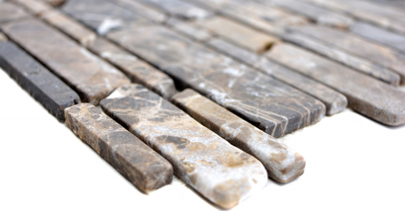 Mosaico de mármol de piedra natural de color beige ladrillo marrón oscuro mosaico de ladrillo de bonos Castanao azulejos backsplash baño - MOS40-13-285