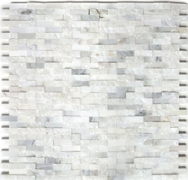 Muestra de mano mosaico azulejo mármol piedra natural Ladrillo Splitface blanco 3D pequeño MOS40-3D11_m