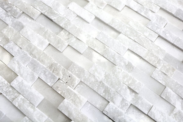 Muestra de mano mosaico azulejo mármol piedra natural Ladrillo Splitface blanco 3D pequeño MOS40-3D11_m