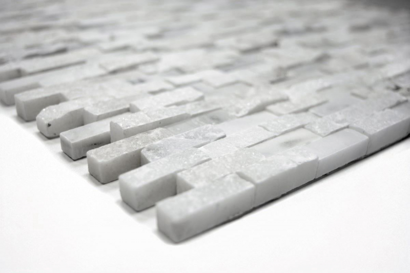 Muestra de mano mosaico azulejo mármol piedra natural Ladrillo Splitface blanco 3D pequeño MOS40-3D11_m