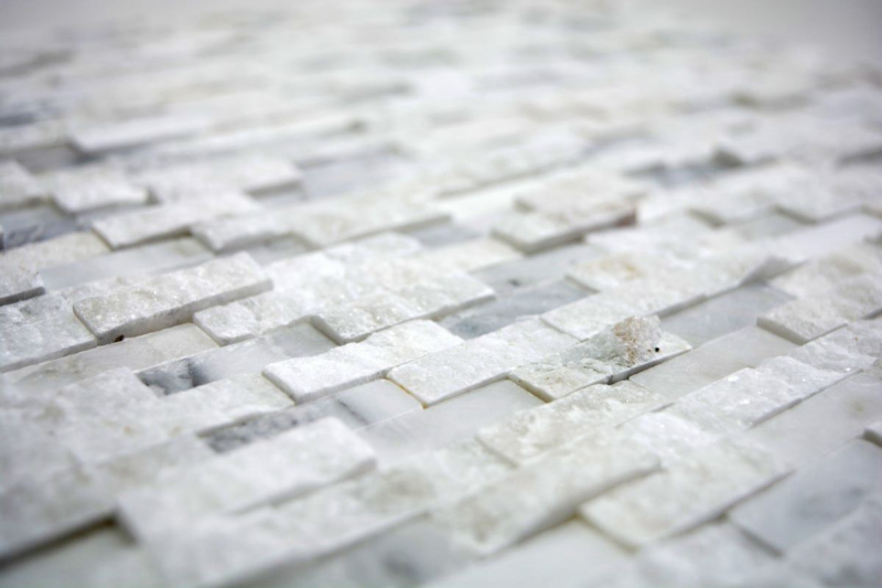 Muestra de mano mosaico azulejo mármol piedra natural Ladrillo Splitface blanco 3D pequeño MOS40-3D11_m