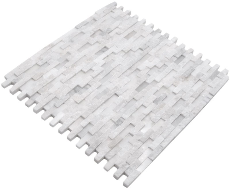 Mármol azulejo de mosaico de piedra natural de ladrillo de la pared de bonos blanco 3D óptica azulejo de la pared WC - MOS40-3D11