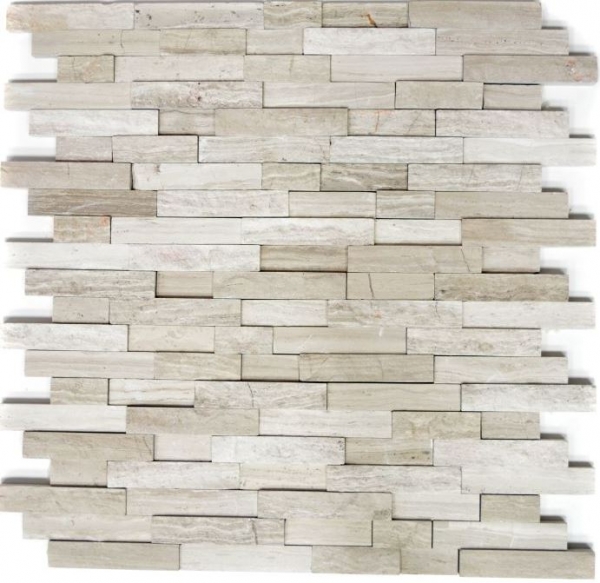 Muestra de mano mosaico azulejo mármol piedra natural Ladrillo Splitface rayas gris MOS40-3D20_m