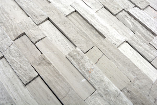 Muestra de mano mosaico azulejo mármol piedra natural Ladrillo Splitface rayas gris MOS40-3D20_m