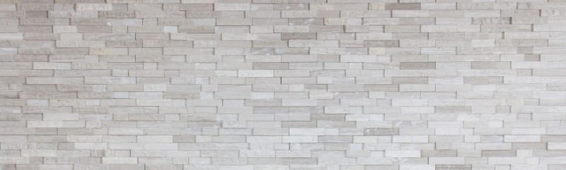 Splitface mármol mosaico de pared de piedra natural de ladrillo gris claro raya backsplash azulejo de la pared - MOS40-3D20