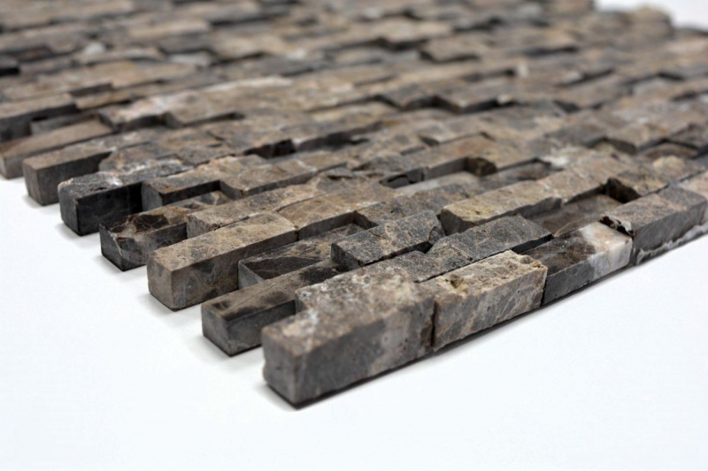 Muestra de mano mosaico azulejo mármol piedra natural marrón claro Ladrillo Splitface Emperador 3D pequeño MOS40-3D76_m