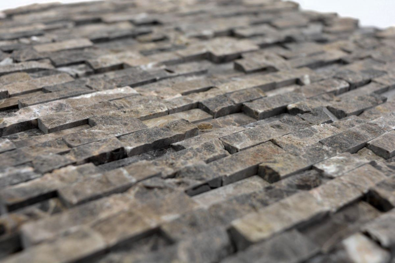 Muestra de mano mosaico azulejo mármol piedra natural marrón claro Ladrillo Splitface Emperador 3D pequeño MOS40-3D76_m