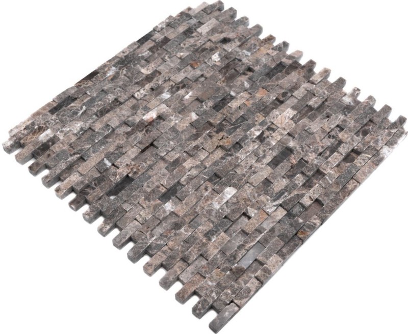 Splitface mármol mosaico de piedra natural de piedra marrón oscuro ladrillo de la pared de bonos óptica 3D cocina cuarto de baño - MOS40-3D76