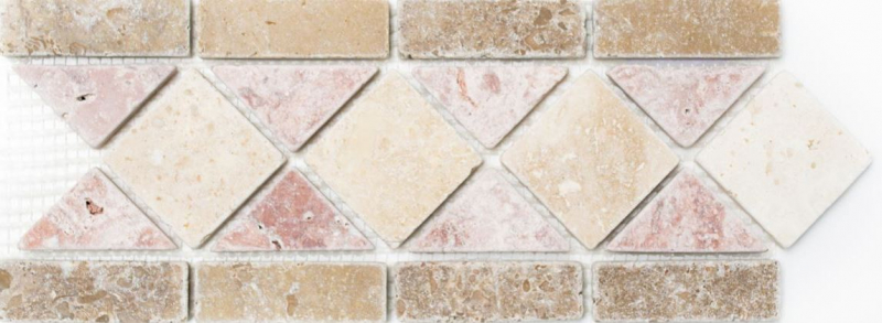 Borde Travertino piedra natural beige rojo marrón borde 12,5x30,5x1 Plutón MOSBOR-60204_f